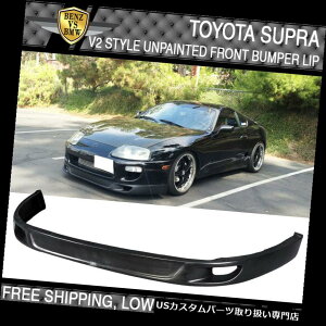 US�J�i�[�h 93-98�g���^Supra V2�X�^�C���t�����g�o���p�[���b�v�|���E���^���u���b�N For 93-98 Toyota Supra V2 Style Front Bumper Lip Poly Urethane Black �y���s�A���i�z