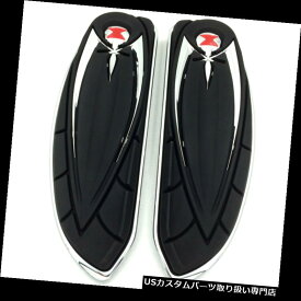 トライク カバー ハーレーロードキングツアーグライドトライクDyn用クロムスパイダーフロントフロアボードカバー Chrome Spider Front Floorboard Cover For Harley Road King Tour Glides Trikes Dyn