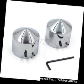 トライク カバー 2PCSクロームフロントアクスルナットカバーキャップハーレーソフテイルダイナVロッドツーリングトライク 2PCS Chrome Front Axle Nut Cover Cap For Harley Softail Dyna V-Rod Touring Trike 【並行輸入品】