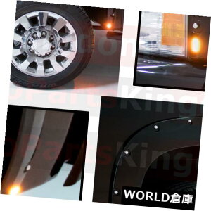 フェンダー 07-13シボレーシルバラードグロスブラックフロント+リアポケットフェンダーフレア+ LEDサイドメーカー 07-13 Chevy Silverado Gloss Black Front+Rear Pocket Fender Flares+LED Side Maker