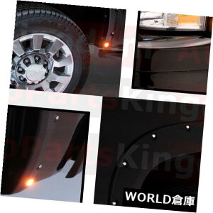 フェンダー 07-13シボレーシルバラードマットブラックフロント+リアポケットフェンダーフレア+ LEDサイドメーカー 07-13 Chevy Silverado Matte Black Front+Rear Pocket Fender Flares+LED Side Maker