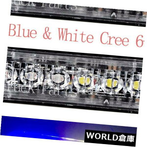 LEDCgo[ 2X CREE 6LED 18Wu[ zCguCgً}nU[hxXg{Cgo[ 2X CREE 6LED 18W Blue  White Bright Emergency Hazard Warning Strobe Light Bar