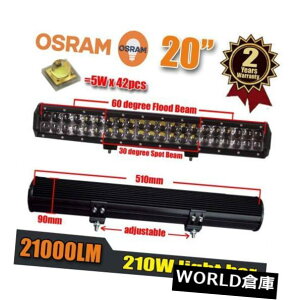 LEDCgo[ 20 "210bgIXledƃCgo[^X|bgR{r[4bg4×4^]pW[v 20" 210W OSRAM LED Work Light Bar Flood Spot Combo Beam 4WD 4x4 Driving for Jeep