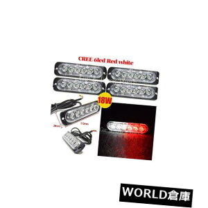 LED���C�g�o�[ 4XCREE 6LED 18W���b�h/�z���C�g�X�[�p�[�u���C�g�ً}�n�U�[�h�x���X�g���{���C�g�o�[ 4XCREE 6LED 18W Red/White Super Bright Emergency Hazard Warning Strobe Light Bar �y���s�A���i�z