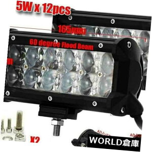 LEDCgo[ 2{7 "60W LED[NCgo[tbhr[It[hSUVfA[vWFN^[Y 2pcs 7" 60W LED Work Light Bar Flood Beam Offroad SUV Dual Row Projector Lens