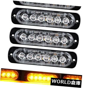 LED���C�g�o�[ 4�{�A���o�[6 LED�ԃg���b�N�s�b�N�A�b�v�X�g���{�t���b�V���ً}�r�[�R���x�����C�g�o�[ 4x Amber 6 LED Car Truck Pickup Strobe Flash Emergency Beacon Warning Light Bar �y���s�A���i�z