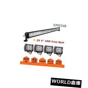 LEDCgo[ 42 "240W LEDCgo[X|bgtbhIt[h4WD ATV SUV + 18W|bhL[u4" / 40 " 42" INCH 240W LED LIGHT BAR SPOT FLOOD OFFROAD 4WD ATV SUV+18W Pods Cube 4" /40"