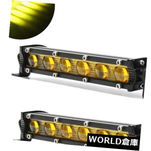 LEDCgo[ 2XF8C`ԃgbNLEDƃCgo[It[htgop[[ttHOv 2X Yellow 8inch Car Truck LED Work Light Bar Offroad Front Bumper Roof Fog Lamp