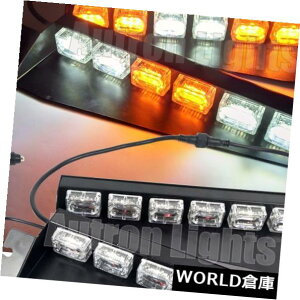 LEDCgo[ 2 x 18 LED 29 "ߐFƔF̎ԗtbVXg{_bVzՕfbLCgo[ 2 x 18 LED 29" AmberWhite Vehicle Flash Strobe Dash Sucker Split Deck Light Bar