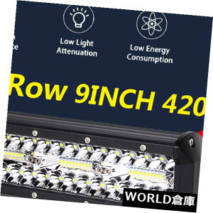 LEDCgo[ 9in 420W LED̎d̃Cgo[̓̉^]̎Ԃ̃gbN𗣂ꂽO̓_̍^ 9in 420W LED Work Light Bar Tri Row Spot Flood Combo Off Road Driving Car Trucks