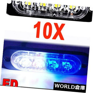 LEDCgo[ 10×6 LEDԃgbNً}r[RxtbVXg{Cgo[u[zCg 10X 6 LED Car Truck Emergency Beacon Warning Flash Strobe Light Bar Blue White