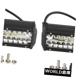 LEDCgo[ 2{7C`LED 3񃏁[NCgo[R{hCrOtHOvpgbNATV SUV 2Pcs 7inch LED Tri-row Work Light Bar Combo Driving Fog Lamp for Truck ATV SUV