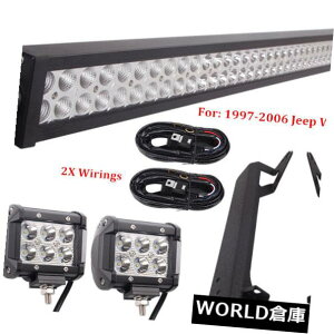 LEDCgo[ 50C`288W LEDCgo[+ 2X 18W 4 "|bh+ 97-06W[vO[TJuPbg+ 2XWiri ng 50inch 288W LED Light Bar+2X 18W 4" Pods+97-06 Jeep Wrangler TJ Bracket+2XWiring