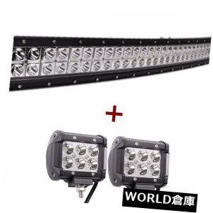 LEDCgo[ 50 "C`288WR{LEDCgo[J[uCg+ 2X 4" 18WN[X|bg|bhCg 50"inch 288W Combo LED Light Bar Curved Light + 2X 4" 18W Cree Spot Pod Lights