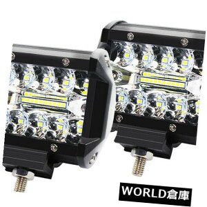 LED���C�g�o�[ 2�{4 '20LED 60W�I�t���[�h��3�sLED���[�N�X�g���b�v���C�g�o�[���j�o�[�T�� 2pcs 4'' 20LED 60W Off-road Car Three Rows LED Work Strip Light Bar Universal