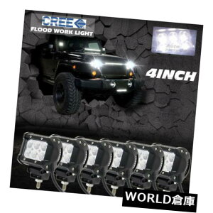 LEDCgo[ 6PCS 4 "HH4WD̃gbÑ{[gUTE 6500K𗣂ꂽC`18W̃N[̍^LED̃Cgo[ 6PCS 4"inch 18W CREE Flood LED Light Bar Off Road Work 4WD Truck Boat UTE 6500K