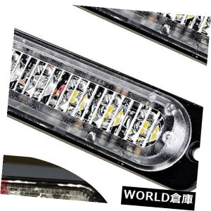 LEDCgo[ 2{zCg 6 LEDً}nU[hxӃr[RXg{Cgo[ 2X White  Red 6 LED Emergency Hazard Warning Caution Beacon Strobe Light Bar