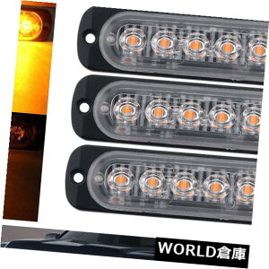 LED���C�g�o�[ 4X�A���o�[6 LED�ԃg���b�N�ً}�r�[�R���x���댯�t���b�V���X�g���{���C�g�o�[ 4X Amber 6 LED Car Truck Emergency Beacon Warning Hazard Flash Strobe Light Bar �y���s�A���i�z