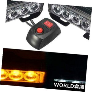 LEDCgo[ 2X 4LEDԃgbNxً}r[RXg{tbVCgo[zCgF 2X 4LED Car Truck Warning Emergency Beacon Strobe Flash Light Bar WhiteYellow