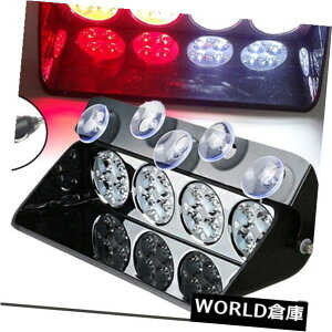 LEDCgo[ 16LEDԂ̕hKXً̋}̌x̃_bṼtbṼXg{̐Ԃ̃Cgo[ 16 LED Car WindShield Emergency Warning Dash Flash Strobe Red White Light Bar