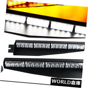 LEDCgo[ 34 "32LEDzCgAo[Yً}xʃoCU[_bVtbVXg{Cgo[ 34" 32LED White Amber Y Emergency Warn Traffic Visor Dash Flash Strobe Light Bar