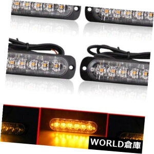 LED���C�g�o�[ 4X�A���o�[6 LED�ԃg���b�N�ً}�r�[�R���x���댯�t���b�V���X�g���{���C�g�o�[ 4X Amber 6 LED Car Truck Emergency Beacon Warning Hazard Flash Strobe Light Bar �y���s�A���i�z