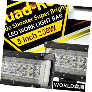 LEDCgo[ 2X 5 "C`308W 4TChV[^[LEDCgo[R{^]It[hgbN 2X 5" INCH 308W Quad-Row Side Shooter LED Light Bar Combo Driving Offroad Trucks