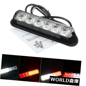 LED���C�g�o�[ 12V���b�h���z���C�g6LED�ً}�x���X�g���{�_�Ń��C�g�o�[�ԗpSUV 12V Red White 6LED Emergency Warning Strobe Flashing Light Bar For Car SUV �y���s�A���i�z