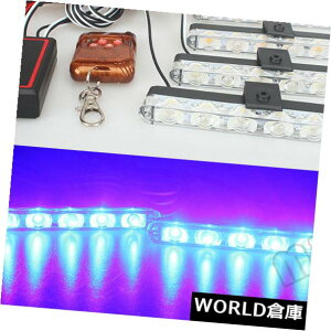 LEDCgo[ 4X 6 LED 12V 24VԂ̃gbNxtbVCX[gCgo[Xg{ 4X 6 LED 12V 24V Blue Car Truck Warning Flash Wireless Remote Light Bars Strobe