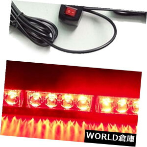 LEDライトバー 12 LEDレッドカー緊急点滅ライトバーハザードストロボ警告ランプ12V 12 LED Red Car Emergency Flashing Light Bar Hazard Strobe Warning Lamp 12V