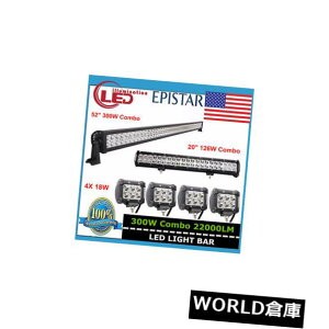 LED���C�g�o�[ 52�C���`300W LED���C�g�o�[�R���{+ 20 126W + 4 18W�|�b�h�I�t���[�hSUV�t�H�[�h�W�[�v�{�[�g 52inch 300W LED Light Bar Combo+20 126W +4 18W Pods Offroad SUV Ford Jeep Boat �y���s�A���i�z