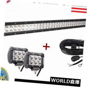 LED���C�g�o�[ �z���L�b�g�t��42�C���`240W�N���[LED���C�g�o�[+ 4 �N���[�|�b�h�I�t���[�h�W�[�v�g���b�N 42inch 240W Cree LED Light Bar with Wiring Kit + 4 Cree Pods Offroad Jeep Truck �y���s�A���i�z
