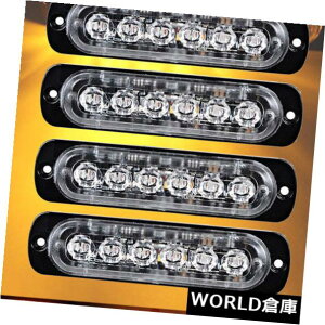 LED���C�g�o�[ 4�{6LED�Ԃً̋}�r�[�R���x���n�U�[�h�t���b�V���X�g���{���C�g�o�[�A���o�[/ 4Pcs 6LED Car Emergency Beacon Warning Hazard Flash Strobe Light Bar Amber/ �y���s�A���i�z