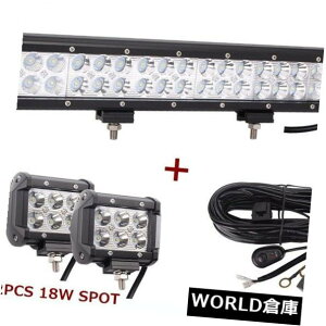 LEDCgo[ W[vSUV 4WD +C[+ 2x4 "18W|bhL[upIt[h17C`108W LEDCgo[R{ 17inch 108W LED Light Bar Combo Offroad For Jeep SUV 4WD+Wires+2x4" 18W Pod Cube