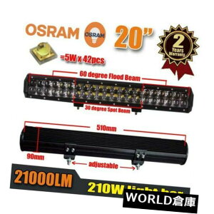 LEDCgo[ 210W 20C`Osram LED̃Cgo[̓_̍^̃R{̃r[d̋჌YAS 210W 20 Inch Osram LED Light Bar Spot Flood Combo Beam Dual Row Fish Eye Lens AS