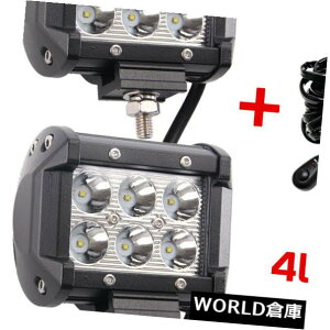 LEDCgo[ 4×4C`18WN[LedƃCgo[X|bgL[uIt[h+ 4[hCOn[lX 4x 4''inch 18W CREE Led Work Light Bar SPOT Cube Offroad+4 Leads Wiring Harness