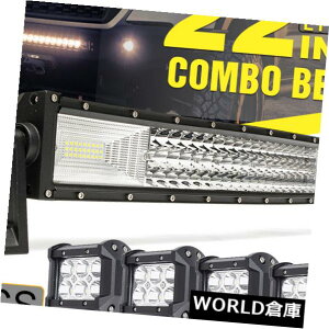 LEDCgo[ 22C`648WJ[uLED[NCgo[+ 4X 4C`18WX|bgL[u|bhIt[h 22'' Inch 648W Curved LED Work Light Bar + 4X 4'' 18W SPOT Cube Pods Offroad Car