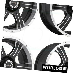 �C�O�A���z�C�[�� 20x9 Vision 396 Assassin 5x5 / 5x127 10�u���b�N�}�V���h�z�C�[�������Z�b�g�i4�j 20x9 Vision 396 Assassin 5x5/5x127 10 Black Machined Wheels Rims Set(4)