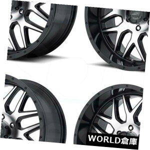 �C�O�A���z�C�[�� 17x8.5 American Racing AR910 8x6.5 / 8x165.1 0�u���b�N�}�V���z�C�[�������Z�b�g�i4�j 17x8.5 American Racing AR910 8x6.5/8x165.1 0 Black Machine Wheels Rims Set(4) �y���s�A���i�z