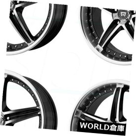 海外輸入ホイール 18x8 Motegi MR107 5x120 42ブラックマシンホイールリムセット（4） 18x8 Motegi MR107 5x120 42 Black Machine Wheels Rims Set(4)