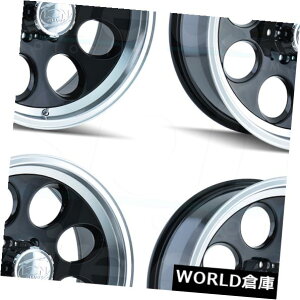 �C�O�A���z�C�[�� 18x9�C�I��171 5x5 / 5x127 0�u���b�N�}�V���h���b�v�z�C�[�������Z�b�g�i4�j 18x9 Ion 171 5x5/5x127 0 Black Machined Lip Wheels Rims Set(4) �y���s�A���i�z