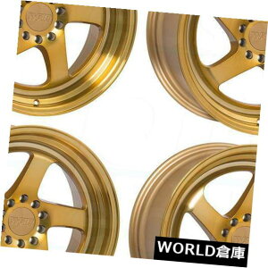 COAzC[ 18x9.5 F1R F28 5x114.3 / 5x120 38}VS[hzC[Zbgi4j 18x9.5 F1R F28 5x114.3/5x120 38 Machine Gold Wheels Rims Set(4)
