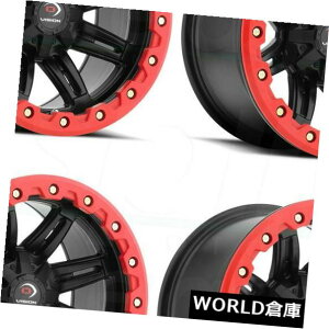 �C�O�A���z�C�[�� 14x7 Vision ATV 551 Five Fifty One 4x115 3 Matte Black Red Wheels Rims Set�i4�j 14x7 Vision ATV 551 Five Fifty One 4x115 3 Matte Black Red Wheels Rims Set(4) �y���s�A���i�z