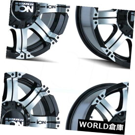 海外輸入ホイール 16x8イオン187 5x5.5 / 5x139.7 10個の黒い機械加工ホイールリムセット（4） 16x8 Ion 187 5x5.5/5x139.7 10 Black Machined Wheels Rims Set(4)
