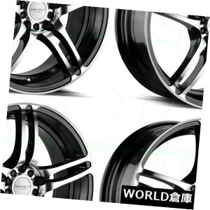 �C�O�A���z�C�[�� 17x7.5 vs VS454 5x100 / 5x114.3 40�u���b�N�}�V���t�F�C�X�z�C�[�������Z�b�g�i4�j 17x7.5 Versus VS454 5x100/5x114.3 40 Black Machine Face Wheels Rims Set(4) �y���s�A���i�z