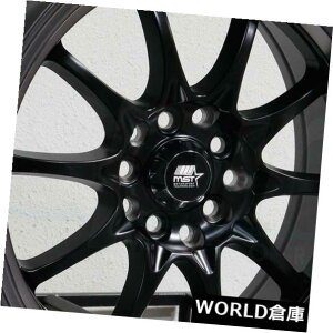 �C�O�A���z�C�[�� 16x8 MST MT11 5x100 / 5x114.3 15�u���b�N�u���b�N���b�v�z�C�[�������Z�b�g�i4�j 16x8 MST MT11 5x100/5x114.3 15 Black Black Lip Wheels Rims Set(4) �y���s�A���i�z