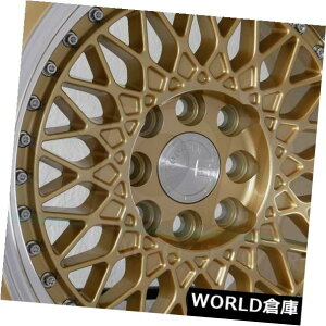 �C�O�A���z�C�[�� 16x8 Aodhan AH05 AH5 4x100 / 4x114.3 15�S�[���h�z�C�[�������Z�b�g�i4�j 16x8 Aodhan AH05 AH5 4x100/4x114.3 15 Gold Wheels Rims Set(4)