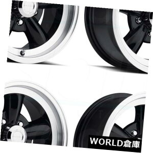 �C�O�A���z�C�[�� 15x8 Vision 141 Legend 5 5x5 / 5x127 0�u���b�N�}�V���h���b�v�z�C�[�������Z�b�g�i4�j 15x8 Vision 141 Legend 5 5x5/5x127 0 Black Machined Lip Wheels Rims Set(4) �y���s�A���i�z