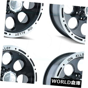 �C�O�A���z�C�[�� 16x8�C�I��174 5x5.5 / 5x139.7 -5�u���b�N�}�V�j���O�h���b�v�z�C�[�������Z�b�g�i4�j 16x8 Ion 174 5x5.5/5x139.7 -5 Black Machined Lip Wheels Rims Set(4) �y���s�A���i�z