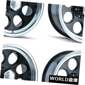 海外輸入ホイール 16x8イオン171 5x114.3 -5ブラックマシン加工リップホイールリムセット（4） 16x8 Ion 171 5x114.3 -5 Black Machined Lip Wheels Rims Set(4)